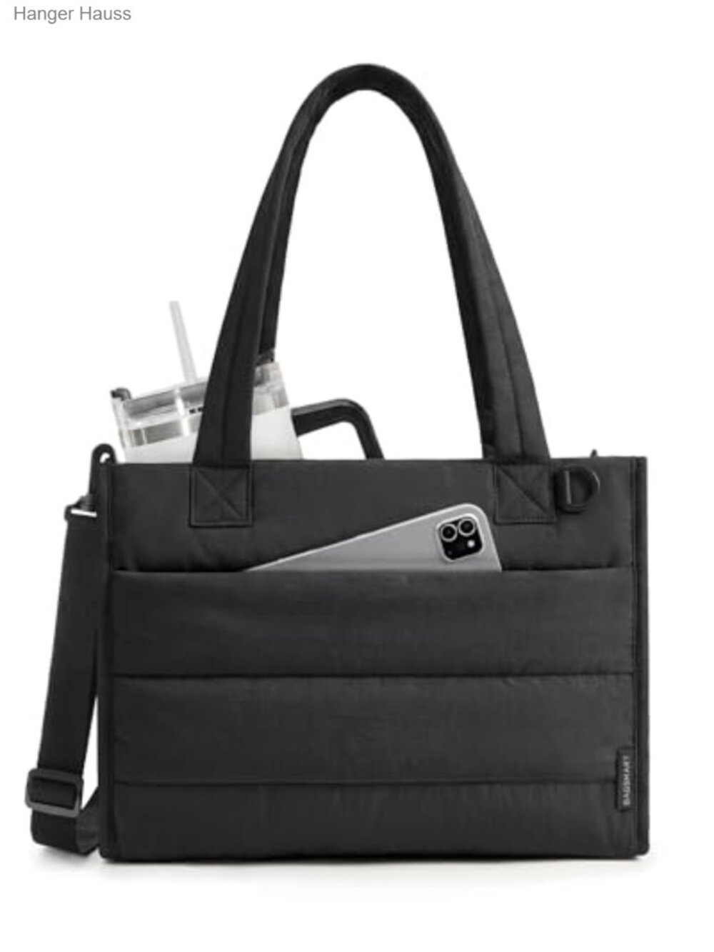 Quilted Puffer Tote Bag for Women - 14L Work Teacher Bag with Zipper, Crossbody